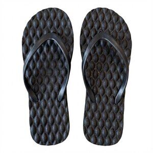 Unisex Bubble Massage Flip Flops - Soft EVA Cushioned Thong Sandals~Black